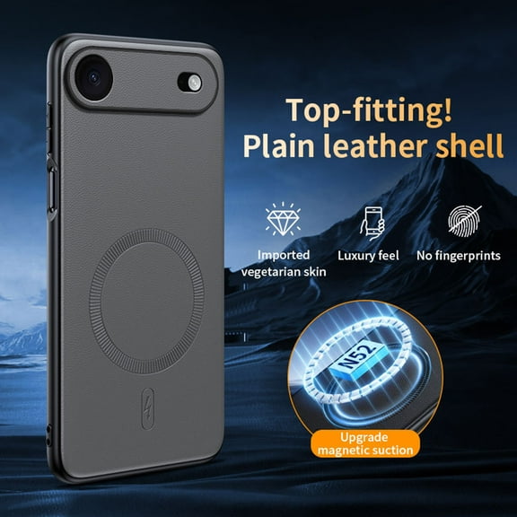 ELEHOLD Magnetic PU Leather Case Cover For Apple iPhone Air, Shockproof Slim Leather Non-Slip Lightweight PC+TPU Protective Case with Qi Wireless Charging Support,Gray