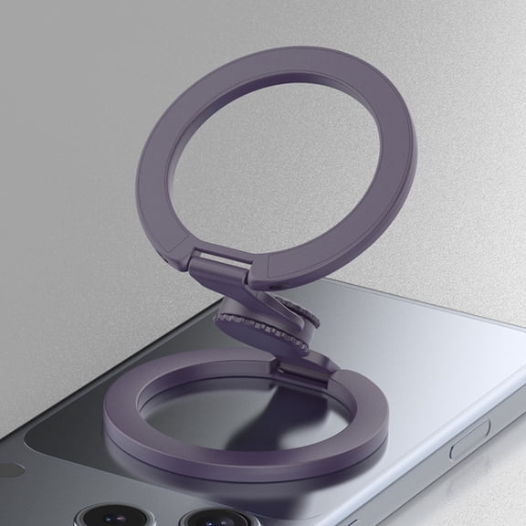 ELEHOLD Magnetic Phone Ring Stand, Fingertip Gyroscope Double Sided Holder, Fully Foldable Zinc Alloy Kickstand for iPhone, Darkpurple