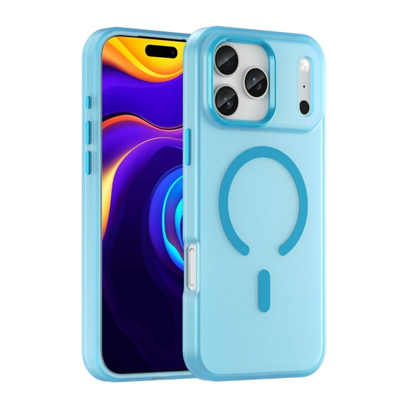 ELEHOLD Magnetic Protective Case Cover For Apple iPhone 17 Pro PC+TPU Shock-Absorbent Anti-Fingerprint Matte Anti-Scratch Lightweight Non-Slip Soft Case,Blue