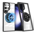 thumbnail image 1 of ELEHOLD Magnetic for Samsung Galaxy S23 Case,Transparent Clear Anti-Yellowing Rotation Ring Holder Stand Compatible with Mag Safe Work with Magnetic Car Mount,Slim Shockproof Protection,Black, 1 of 7