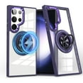 thumbnail image 1 of ELEHOLD Magnetic for Samsung Galaxy S23 FE Case,Transparent Clear Anti-Yellowing Rotation Ring Holder Stand Compatible with Mag Safe Work with Magnetic Car Mount,Slim Shockproof Protection,Purple, 1 of 7
