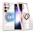 thumbnail image 1 of ELEHOLD Magnetic for Samsung Galaxy S23 Plus Case,Transparent Clear Anti-Yellowing Rotation Ring Holder Stand Compatible with Mag Safe Work with Magnetic Car Mount,Slim Shockproof Protection,Pink, 1 of 7