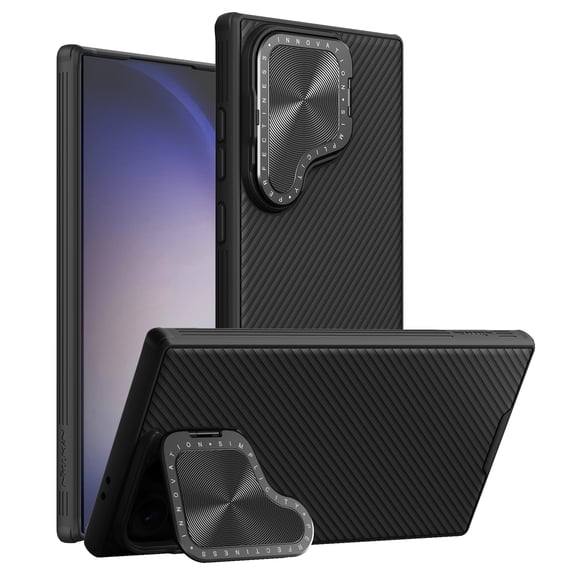 ELEHOLD Magnetic for Samsung Galaxy S24 Plus Case with Camera Lens Protector Cover Kickstand Mag Safe Compatible Flexible Hybrid Rubber Shockproof Case for Samsung Galaxy S24 Plus,Black