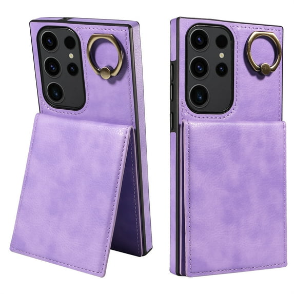 ELEHOLD Magnetic Wallet Case for Samsung Galaxy S23 Ultra, Built-in 360°Rotation Ring Stand,Slim Shockproof with Card Slot Retro PU Leather, Hybrid Rugged Drop Protective Cover, purple