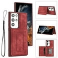 thumbnail image 1 of ELEHOLD Magnetic Wallet Case for Samsung Galaxy S23 Ultra,PU Leather Card Slots Stand Function Shockproof  Multi-Functional Purse Case with Wrist Strap for Samsung S23 Ultra,Red, 1 of 6