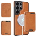 thumbnail image 1 of ELEHOLD Magnetic Wallet Case for Samsung Galaxy S25 Ultra, Wireless Charging Compatible, Premium Faux Leather  Deatachable Card Slots Non-Slip Shockproof Wallet Case ,Brown, 1 of 10