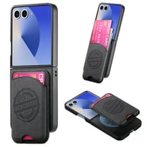 ELEHOLD Magnetic Wallet Case for Samsung Galaxy Z Flip 7, Magnetic Detachable Card Slot Faux Leather Shockproof Lightweight Anti-Scratch Non-Slip Wallet Case, Black