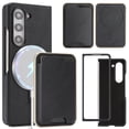 thumbnail image 1 of ELEHOLD Magnetic Wallet Case for Samsung Galaxy Z Fold 4, Wireless Charging Compatible, Premium Faux Leather  Deatachable Card Slots Non-Slip Shockproof Wallet Case ,Black, 1 of 12
