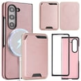 thumbnail image 1 of ELEHOLD Magnetic Wallet Case for Samsung Galaxy Z Fold 4, Wireless Charging Compatible, Premium Faux Leather  Deatachable Card Slots Non-Slip Shockproof Wallet Case ,Rosegold, 1 of 10