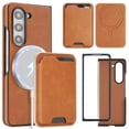 thumbnail image 1 of ELEHOLD Magnetic Wallet Case for Samsung Galaxy Z Fold 7, Wireless Charging Compatible, Premium Faux Leather  Deatachable Card Slots Non-Slip Shockproof Wallet Case ,Brown, 1 of 11