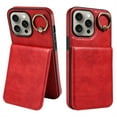 thumbnail image 1 of ELEHOLD Magnetic Wallet Case for iPhone 11 Pro Max, Built-in 360°Rotation Ring Stand,Slim Shockproof with Card Slot Retro PU Leather, Hybrid Rugged Drop Protective Cover, red, 1 of 8