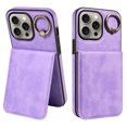 thumbnail image 1 of ELEHOLD Magnetic Wallet Case for iPhone 12 Pro Max, Built-in 360°Rotation Ring Stand,Slim Shockproof with Card Slot Retro PU Leather, Hybrid Rugged Drop Protective Cover, purple, 1 of 8