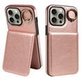 thumbnail image 1 of ELEHOLD Magnetic Wallet Case for iPhone 15 Pro, Built-in 360°Rotation Ring Stand,Slim Shockproof with Card Slot Retro PU Leather, Hybrid Rugged Drop Protective Cover, rosegold, 1 of 1