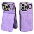 thumbnail image 1 of ELEHOLD Magnetic Wallet Case for iPhone 15 Pro, Built-in 360°Rotation Ring Stand,Slim Shockproof with Card Slot Retro PU Leather, Hybrid Rugged Drop Protective Cover, purple, 1 of 8