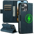 thumbnail image 1 of ELEHOLD Magnetic Wallet Case for iPhone 15 Pro Max Flip PU Leather Case with Built-in Credit Card Slots Cash Pocket Stand Function Compatible with Mag Safe Magnetic Closure Shockproof Cover,blue, 1 of 1