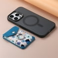 thumbnail image 1 of ELEHOLD Magnetic Wallet with Ring Holder, Compatible with MagSafe Wallet and Phone Stand, Cute Flower Pattern Magnetic Card Holder Wallet with Ring for iPhone 15/14/13/12 Series - Blue, 1 of 8