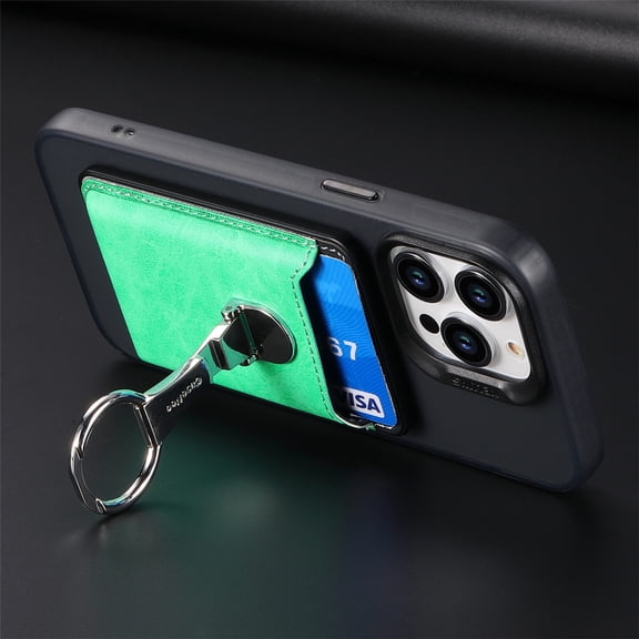 ELEHOLD Magnetic Wallet with Ring Stand Holder, Card Holder Wallet Compatible with Apple iPhone 15 Pro Max/ 15/ iPhone 14 Pro Max/14 Pro/ iPhone 13 Pro Max [Only Wallet No Case] , Green