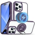 thumbnail image 1 of ELEHOLD Magnetic for iPhone 15 Case,Transparent Clear Anti-Yellowing Rotation Ring Holder Kickstand Compatible with Mag Safe Work with Magnetic Car Mount,Slim Shockproof Protection,Purple, 1 of 9
