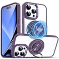 thumbnail image 1 of ELEHOLD Magnetic for iPhone 15 Case,Transparent Clear Anti-Yellowing Rotation Ring Holder Kickstand Compatible with Mag Safe Work with Magnetic Car Mount,Slim Shockproof Protection,Purple, 1 of 9