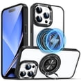 thumbnail image 1 of ELEHOLD Magnetic for iPhone 16 Pro Case,Transparent Clear Anti-Yellowing Rotation Ring Holder Kickstand Compatible with Mag Safe Work with Magnetic Car Mount,Slim Shockproof Protection,Black, 1 of 9