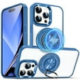 thumbnail image 1 of ELEHOLD Magnetic for iPhone 16 Pro Case,Transparent Clear Anti-Yellowing Rotation Ring Holder Kickstand Compatible with Mag Safe Work with Magnetic Car Mount,Slim Shockproof Protection,Darkblue, 1 of 9