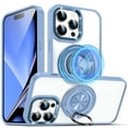 thumbnail image 1 of ELEHOLD Magnetic for iPhone 16 Pro Max Case,Transparent Clear Anti-Yellowing Rotation Ring Holder Kickstand Compatible with Mag Safe Work with Magnetic Car Mount,Slim Shockproof Protection,Blue, 1 of 9