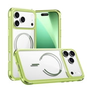 ELEHOLD Magnetic for iPhone Air Case, Compatible with Mag-Safe Accessories Clear Hard Back with Soft TPU Bumper Military Grade Drop Protection Shockproof Phone Case,Green