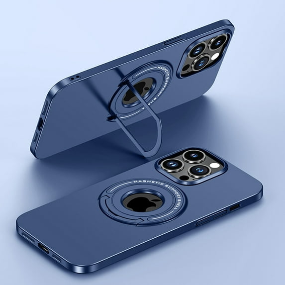 ELEHOLD Matte Case for iPhone 13 Pro Max,6.7" Strong Magnetic Compatible with MagSafe Hidden Bracket Kickstand Shockproof Anti-Scratch Slim Cover,Blue