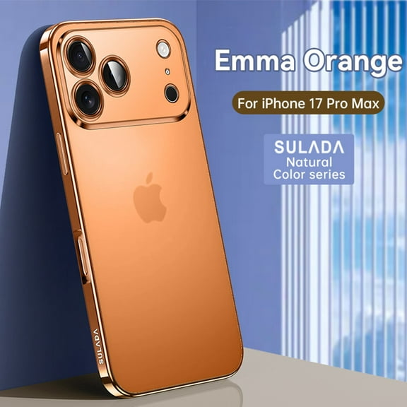 ELEHOLD Matte Clear Case for For iPhone 17 Pro Max 2025, Camera Lens Full Protection Semi-Transparent Non-Yellowing Shockproof Protective Plating Case for For iPhone 17 Pro Max ,Orange