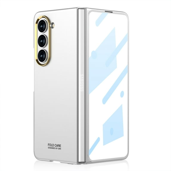 ELEHOLD Matte Frosted Case for Samsung Galaxy Z Fold 5 2023, with Built-in Screen Protector All-Inclusive Protection Slim Lightweight Shockproof Case for Galaxy Z Fold 5,Silver
