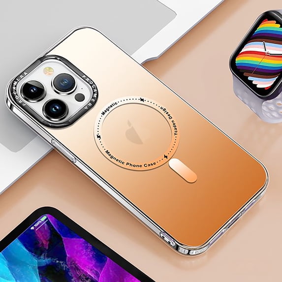 ELEHOLD Matte Magnetic Case for iPhone 15 -6.1 inch,Gradient Translucent Case Compatible with Magsafe Charging Slim Thin Shockproof Anti-Scratch Case for iPhone 15,Orange