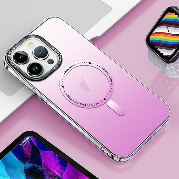 ELEHOLD Matte Magnetic Case for iPhone 15 Plus -6.7 inch,Gradient Translucent Case Compatible with Magsafe Charging Slim Thin Shockproof Anti-Scratch Case for iPhone 15 Plus,Pink