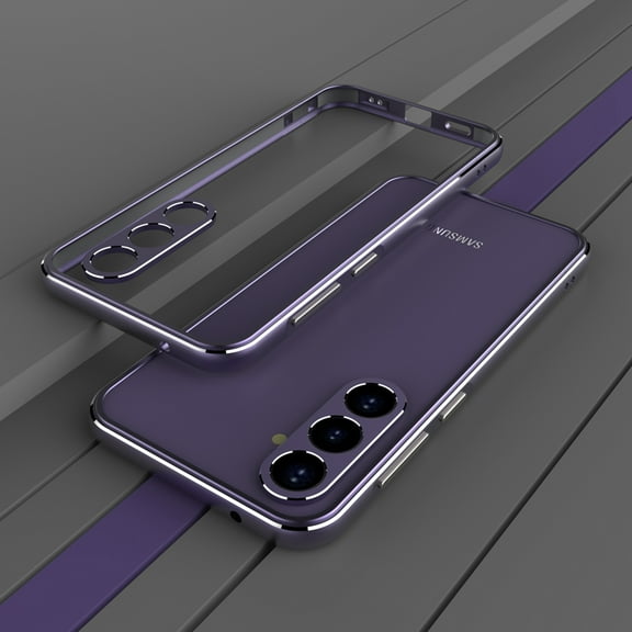 ELEHOLD Metal Bumper for Samsumg Galaxy S23 FE 5G, Rugged Aluminum Alloy Shockproof Bumper Frame with Camera Lens Protector (No BACK COVER) for Samsung S23 FE,Dark Purple