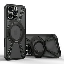 ELEHOLD Metal Case For iPhone 13 Pro Hollow Design Shockproof Magnetic Case Rugged Cover, [4-Corner Drop Protection], [MagSafe Compatible], [With Invisible 360° Rotable Ring Kickstand], Black