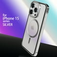thumbnail image 1 of ELEHOLD Metal Case for iPhone 15 -6.1 Inch,Rugged Stainless Steel Frame Transparent Clear Back Strong Magnetic Compatible with MagSafe Shockproof Protective Case for iPhone 15,Silver, 1 of 7