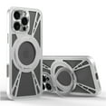 thumbnail image 1 of ELEHOLD Metal Case For iPhone 16 Pro Hollow Design Shockproof Magnetic Case Rugged Cover, [4-Corner Drop Protection], [MagSafe Compatible], [With Invisible 360° Rotable Ring Kickstand], Silver, 1 of 11