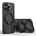 thumbnail image 1 of ELEHOLD Metal Case For iPhone 16 Pro Hollow Design Shockproof Magnetic Case Rugged Cover, [4-Corner Drop Protection], [MagSafe Compatible], [With Invisible 360° Rotable Ring Kickstand], Black, 1 of 11