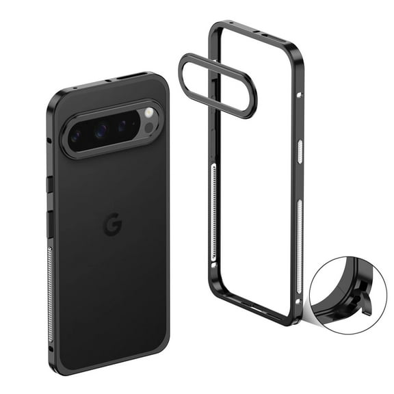 ELEHOLD Metal Frame Case For Google Pixel 10 , Heat Dissipation Net Detachable Lens Cap Rugged Shockproof Bumper Phone Case Cover For Google Pixel 10,Black