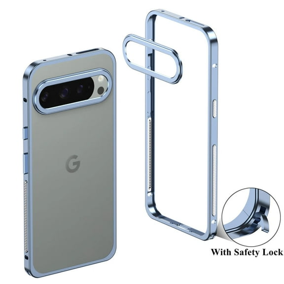 ELEHOLD Metal Frame Case For Google Pixel 10 Pro XL , Heat Dissipation Net Detachable Lens Cap Rugged Shockproof Bumper Phone Case Cover For Google Pixel 10 Pro XL,Blue