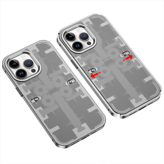 ELEHOLD Microfrosted Case for iPhone 14 Pro Max, Mechanical Gear Metal Case with Elastic Slip Buckle Slim Lightweight Anti-Fingerprints Shockproof Case for iPhone 14 Pro Max 6.7",Gray