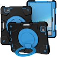 thumbnail image 1 of ELEHOLD Military Grade Shockproof Case For Apple iPad Air 11 (2024), Heavy Duty Protection Ring Stand Cover, Adjustable Angel, Detachable Shoulder Strap, Pencil Holder, Black+Blue, 1 of 11