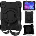 thumbnail image 1 of ELEHOLD Military Grade Shockproof Case For iPad mini 5/mini 4, Heavy Duty Protection Ring Stand Cover, Adjustable Angel, Detachable Shoulder Strap,  Black, 1 of 11