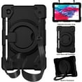 thumbnail image 1 of ELEHOLD Military Grade Shockproof Case For Samsung Galaxy Tab A8 10.5 (2022), Heavy Duty Protection Ring Stand Cover, Adjustable Angel, Detachable Shoulder Strap, Pencil Holder, Black, 1 of 11