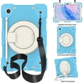 thumbnail image 1 of ELEHOLD Military Grade Shockproof Case for Samsung Galaxy Tab A9, Heavy Duty Protection Ring Stand Cover, Adjustable Angel, Detachable Shoulder Strap, Pencil Holder, Sky Blue, 1 of 11