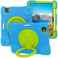 thumbnail image 1 of ELEHOLD Military Grade Shockproof Case For iPad Pro 11 2024, Heavy Duty Protection Ring Stand Cover, Adjustable Angel, Detachable Shoulder Strap, Pencil Holder, Blue+Green, 1 of 11