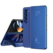 ELEHOLD Mirror Flip Case for Samsung Galaxy Z Fold 7 2025 Full Body Protection Plating Fashion Flip Kickstand Function Shockproof Anti-Scratch Case for Samsung Z Fold 7,Skyblue