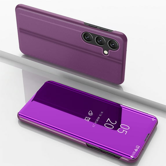 ELEHOLD Mirror Vertical Flip Case for Samsung Galaxy A54 5G Full Body Protection Curved Streamer Plating Fashion Kickstand Function Shockproof Anti-Scratch Case for Samsung A54 5G,A
