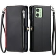 thumbnail image 1 of ELEHOLD for  Moto G Play 4G 2024 Case,  Full Body Protection Crossbody Flip Zipper Credit Card Slot Wallet Case Kickstand Shockproof Leather Case with Shoulder Strap and Wrist Strap, Black, 1 of 9