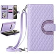 thumbnail image 1 of ELEHOLD for Moto G Power 2021 Wallet Case Crossbody for Women, Moto G Power 2021 Zipper Phone Case with  RFID Blocking 9 Card Slots Wrist Strap, Glitter PU Leather Flip Phone Case,Purple, 1 of 7