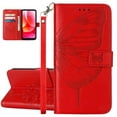 thumbnail image 1 of ELEHOLD for Moto G Stylus 2023 Case Wallet with Wrist Strap, Butterfly Embossed PU Leather Folio Flip Case with Magnetic Closure Credit Card Holder Kickstand,Red, 1 of 6